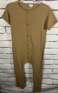 NWOT The Simple Folk Kids Size 9-10 Yrs Unisex Brown Button Up One Piece Outfit - Picture 1 of 4