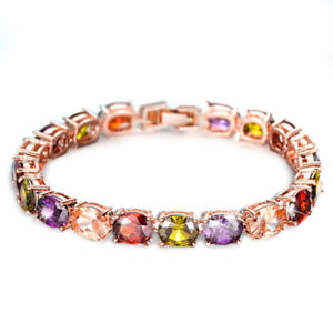 2X(linked bangle bracelet Cubic Zirconia chain fashion Women gift Bridal,6053
