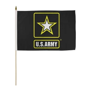 12x18 Inches US Army Star Stick Flag wood Staff - Picture 1 of 1