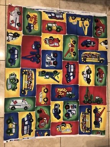 "Panel de tela de colección autos camión escolar BuS niños grúa Tony policía 35""x44""" - Imagen 1 de 5