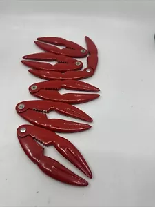 METAL SEAFOOD LOBSTER CLAW RED CRAB CRACKERS LOT OF 6 - Picture 1 of 5
