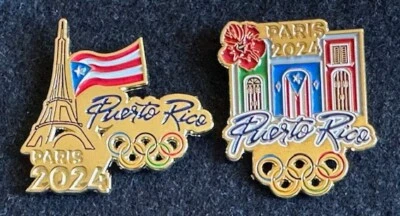 Pair of Puerto Rican NOC team pins from Paris 2024 - Image 1 of 2