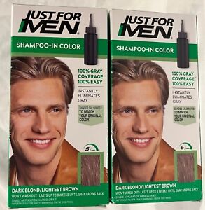 Just For Men Shampoo-in Hair Dye for Men, Dark Blond/Lightest Brown, 2 Pack NIB