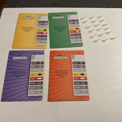 Juego de la Vida Twists & Turns 15 Clips de Flecha 4 Tarjetas de Partitura 2007 Piezas de Repuesto Foto 1 de 3