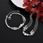 New Arrival 925sterling Silver Sandy Smooth Beads Women's Necklace Bracelet Set