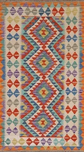 South-western Pastel Color Kilim Rug Runner 3'x7' Hand woven Reversible Carpet - Picture 1 of 10
