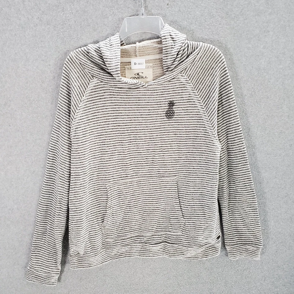 Sudadera con Capucha O'Neill Mujer Grande Blanco Rayas Gráfico Piña Manga Larga Bolsillo Foto 1 de 4