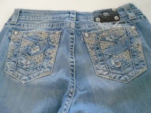 MISS ME Women's Denim Bling Stretchable Mid Rise CAPRI Jeans Size 31 - Picture 1 of 10