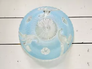 Vintage Blue Glass Ceiling Light Shade Cover 3 Hole Embossed Lights Covers - Picture 1 of 8