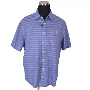 Camicia uomo Johnnie O XL blu a righe manica corta 100% cotone - Foto 1 di 8