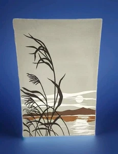 VTG Marushka ART fabric Framed Screen Print water sunset nature 24 x 36 Fall MCM - Picture 1 of 11