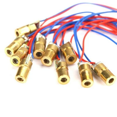 100 Stück 650nm 6mm 3V 5mW Rot Laser Punkt Diode Modul mit Messing Diodengehäuse USA * - Bild 1 von 4