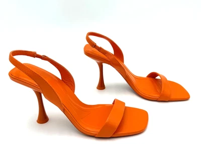 Sandalias de tacón Zara naranja con tira trasera para mujer talla 36 EU usadas excelentes Foto 1 de 4
