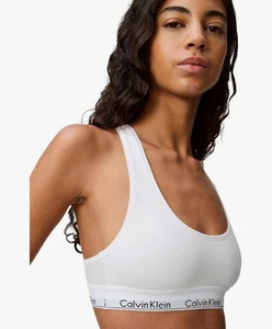 Calvin Klein White Modern Unlined Wireless Racerback Bralette Bra Size 2X - Picture 1 of 4