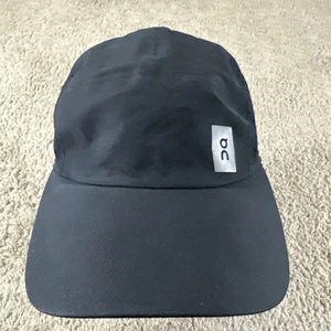 On Cloud Running Hat Cap Strap Back One Size Mens Black Lightweight Perforated - Picture 1 of 9