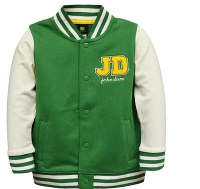 CHAQUETA NUEVA PARA NIÑOS PEQUEÑOS JOHN DEERE TRACTOR VARSITY LETTERMANS VERDE 3T Foto 1 de 2
