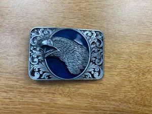 Vintage Pewter and Resin Eagle Head Belt Buckle - Picture 1 of 3