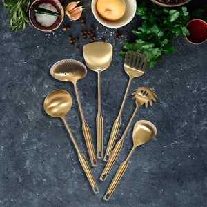 Juego de utensilios de cocina de acero inoxidable utensilios de cocina gadget herramientas dorado - Imagen 1 de 12