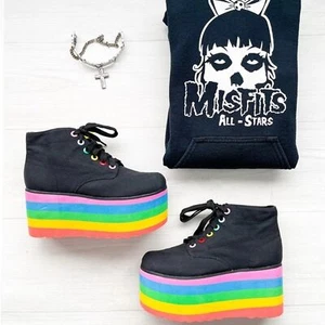 QUEEN STUDIO Vintage Arco Iris Plataforma Creepers PUNK Gótico ORGULLO Talla 39 (8) - Imagen 1 de 12