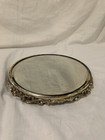 Vintage Antique Ornate Round Beveled Mirrored Vanity Tray