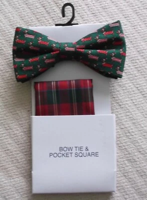 PAJARITA DE NAVIDAD Y PAÑUELO DE BOLSILLO - PERROS WEINER - CUADRADO A CUADROS - NUEVO CON ETIQUETAS Foto 1 de 4