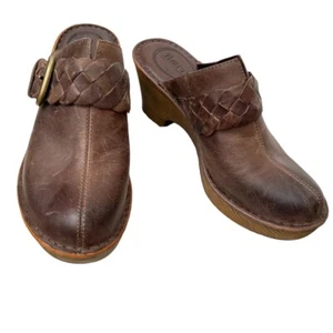 Women's Born Mahal Mules Platform Clogs Heels Braided Leather Brown US 8 - Picture 1 of 8