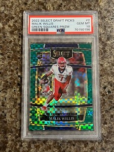 2022 PANINI SELECT DRAFT PICKS MALIK WILLIS ROOKIE GREEN SQUARES #2 PSA 10