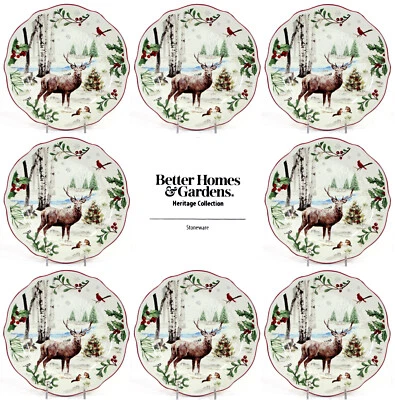 NUEVO Juego de platos de ensalada Better Homes Gardens WINTER FOREST BUCK 8,75" Deer Heritage Foto 1 de 4