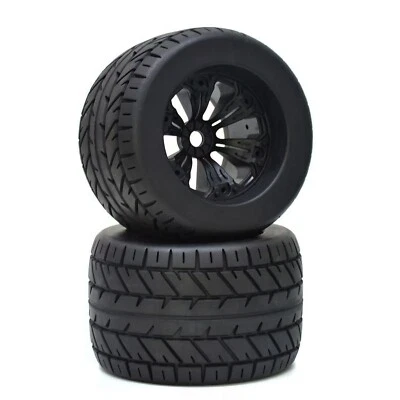 2Pcs Wheels Rims W/Rubber Tires Hex Hub For Tamiya/Clod Buster/Bullhead Truck - Image 1 of 4