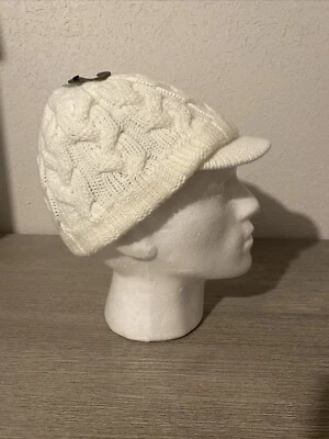 Gorro de malha branca feminino ADIDAS forrado de lã clima clima clima novo com etiquetas - Imagem 1 de 4
