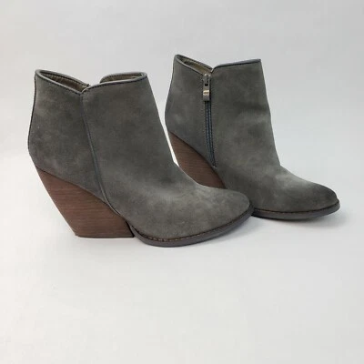 Botas al Tobillo Muy Volátiles Para Mujer Talla 10 Whitby Gris Demi Cuña Cremallera Gamuza Cuero Foto 1 de 4