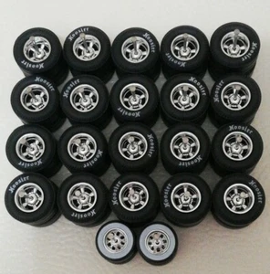 HOT WHEELS 5 SPOKE R/R RUBBER WHEELS TIRES 11 SETS 1/64 SIZE 13/10 Hoosier  - Picture 1 of 1