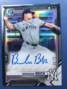 2021 Bowman Draft Brendan Beck Black Chrome Refractor Autograph CDA-BB /75 - Picture 1 of 1