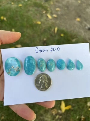 7 件绿松石凸圆形。 自然色。  手工切割。 20.0 克 — 第 1/3 张图片