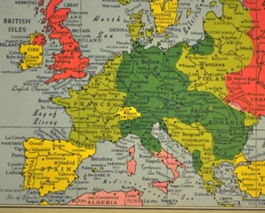 ca 1940 WWII Europe Map World War II Territory Occupied German Territories - Picture 1 of 9