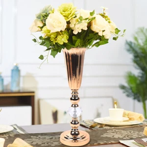 Gold Tall Stunning Iron Flower Vase Urn Luxury Wedding Home Table Decor Vase - Picture 1 of 23