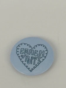 Coach Vintage Poppy Heart Printed Brooches Pins Light Baby Blue Enamel Rare - Picture 1 of 2