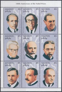MALDIVE ISLANDS Sc # 2116 MNH HOJA de 9 DIFF NOBEL LAUREADOS - Imagen 1 de 1