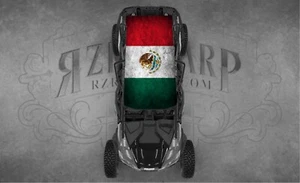 4 SEAT UNIVERSAL ROOF FITS POLARIS RZR CAN-AM GRUNGE MEXICO FLAG WRAP - Picture 1 of 1