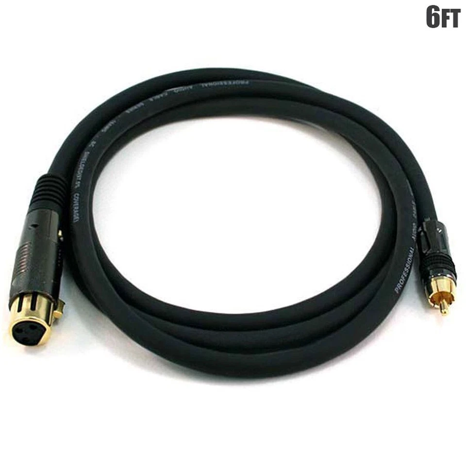 6FT Premium XLR 3-Pin Female to RCA Male Mic Microphone Audio Cable Gold Plated - Image 1 of 2