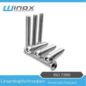 Linsenkopfschrauben ISO 7380 M5 Edelstahl A2 V2A Innensechskant Kopfschrauben - Bild 1 von 7