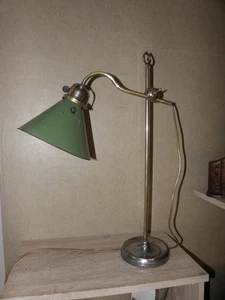 primitive desk lamp brass iron Enamelled Arm light arms century bauhaus antique - Picture 1 of 12