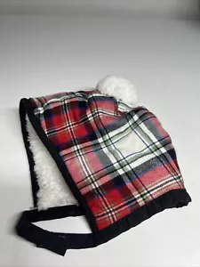 Cat & Jack Infant Baby Hat Plaid Sherpa Lined Bonnet Warm Winter Cap - Picture 1 of 5
