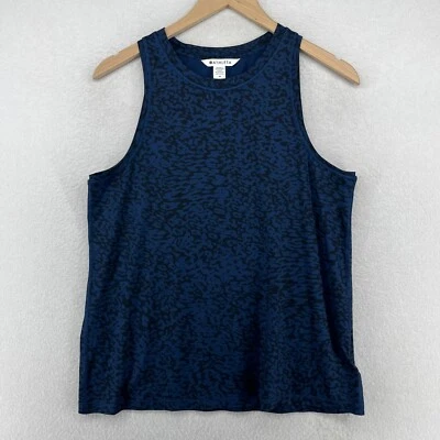 Camiseta sin mangas ATHLETA M Chi Leopardo aterciopelada entrenamiento gimnasio elástico jersey azul Foto 1 de 4