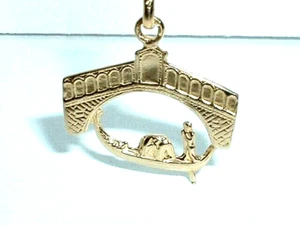14k YELLOW GOLD 3D PONTE VECCHIO GONDOLA BRIDGE FLORENCE ITALY PENDANT CHARM - Picture 1 of 5