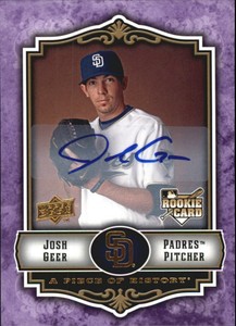 2009 UD A Piece of History Rookie Autographs Violet #118 Josh Geer - NM-MT