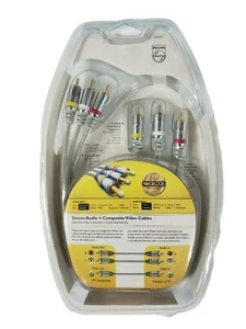 Philips Stereo Audio & Composite Video Cables 6ft w Gold Plated Connectors - Picture 1 of 11