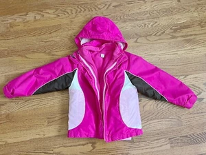 Girl's Size S 6-6X CHEROKEE 3 in 1 Jacket Hot Pink Brown Reversible Coat Hood - Picture 1 of 13