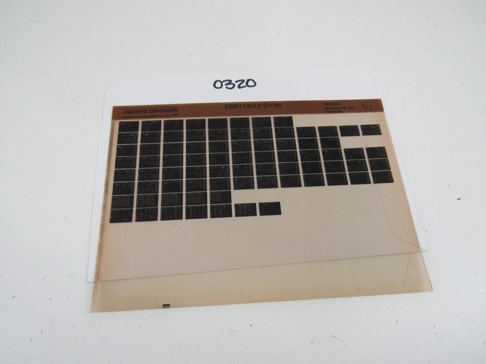 Microficha manual catálogo de peças Honda CBR1100XX '97 98 - Imagem 1 de 1
