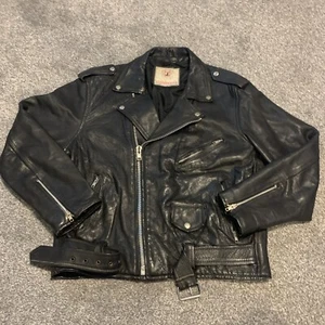 Vintage Leather Star Motorcycle Jacket Negan TWD Style Cosplay Rare 1980s? - Picture 1 of 20